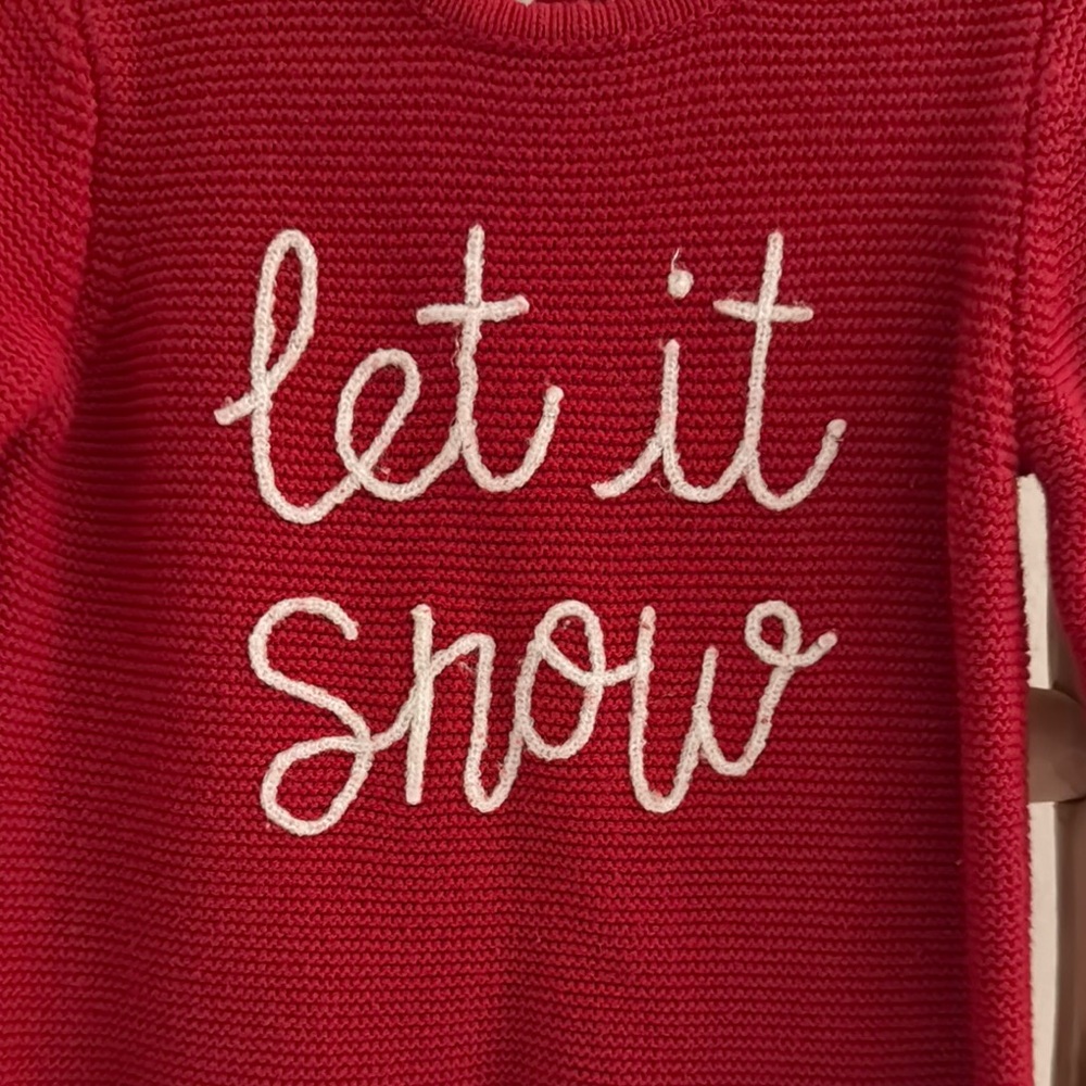 Hatley Baby Red Let It Snow Sweater /Tunic White Accents - Picture 2 of 3